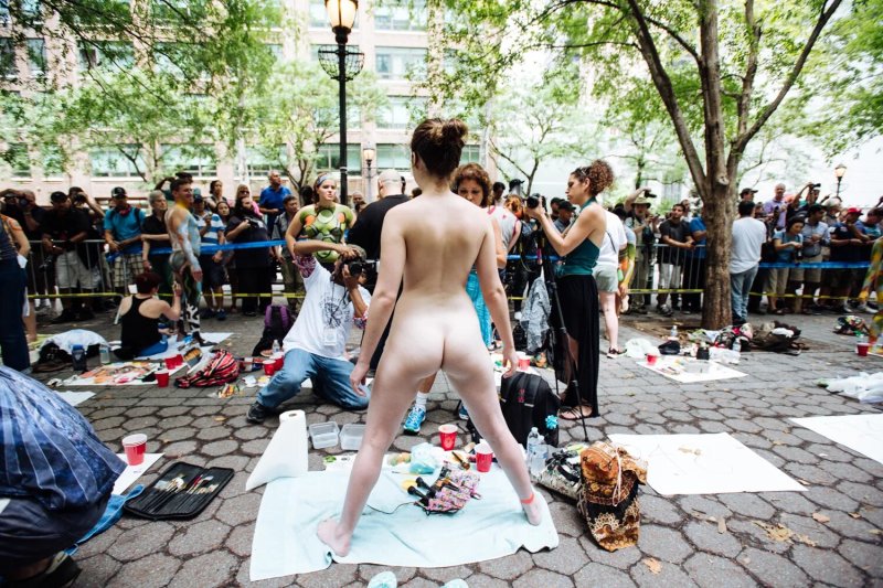 Nyc bodypainting day, Боди арт фестиваль в нью йорке, Голышом