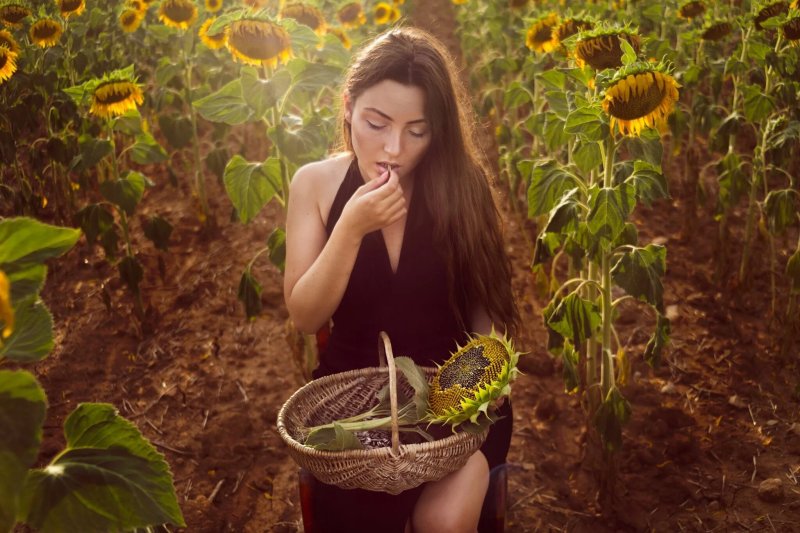 Девушка с подсолнухами, Фотосессия в подсолнухах идеи для девушки, Фотосессии в подсолнухах идеи