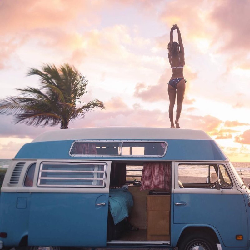 Фургончик хиппи море, Фольксваген фургон, Фольксваген camper van